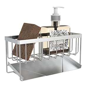 mengmiandaxia Sponge Rack, Sponge Holder, Rustproof, For Kitchen, Sponge Detergent Holder, Stainless Steel, Scourer Holder, Movable Divider Board, Washroom/Kitchen Storage
