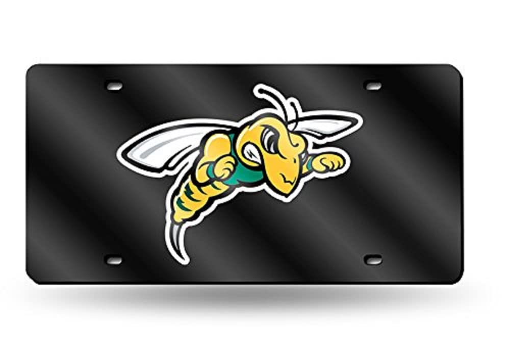 NCAA Black Hills State Yellow Jackets Laser Inlaid Metal License Plate Tag, Black