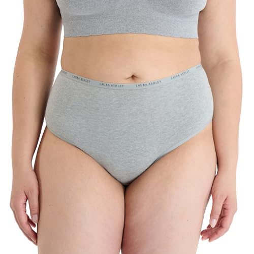 Image of Laura Ashley Women's Cotton Brief Underwear Set, High-Waisted Panties for Women, 5-Pack