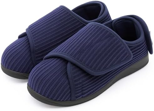 HomeTop Women's Corduroy Slippers Comfy Adjustable Hook and Loop ...