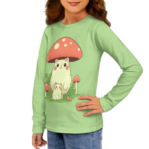 Image of Girls Long Sleeve Shirt with Cute Graphic Casual Pullover Tops 3-16Y