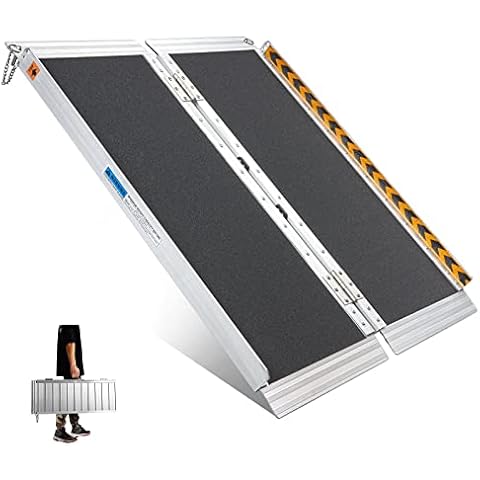 Wheelchair Ramps 122cm, gardhom Extra Wide 79cm Folding Portable Antiskid Aluminum Ramp for Door Threshold Steps Stairs, 362kg Loading Capacity Foldable Wheelchair Ramp for Handicapped Walkers Elder Cover