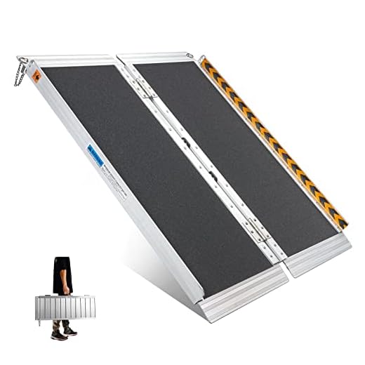 Gardhom Wheelchair Ramps 122Cm, Foldable For Wheelchairs Portable Aluminum 362Kg Capacity Ramp Home Entrance Threshold Doorways Stairs Curbs Scooter