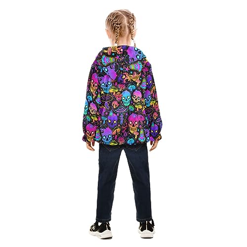 Colorful Mushrooms Skulls Boys Fleece Hoody Jacket Zip Up Coat Warm Fall Winter Plush Jacket Long Sleeve Outerwear4