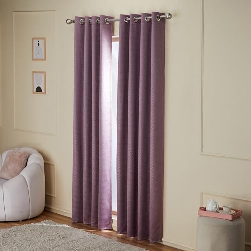 Image of Amazon Basics - Room Darkening Blackout Door Curtains, 100% Room Darkening | 7 Feet |Set of 2| Embossed | Self Deisgn |for Living Room and Bedroom | 115cmx 210cm, Color- Wine