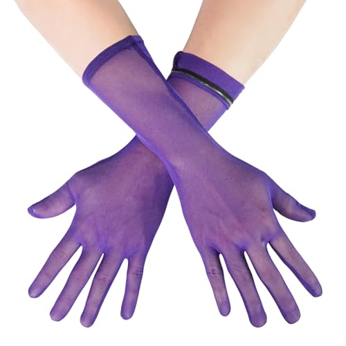 Luwint Short Tulle Mesh Gloves, Women Wedding Tea Party Prom Dress Costume, Non-slip