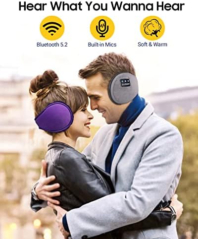 Ear Warmers Earmuffs for Men Women, Winter Ear Cover Bluetooth Headphones Sleeping Ear Muffs for Running,Built-in HD Speakers and Microphone for Ice Skating,Sledding,Snowtubing,Hiking,Skiing