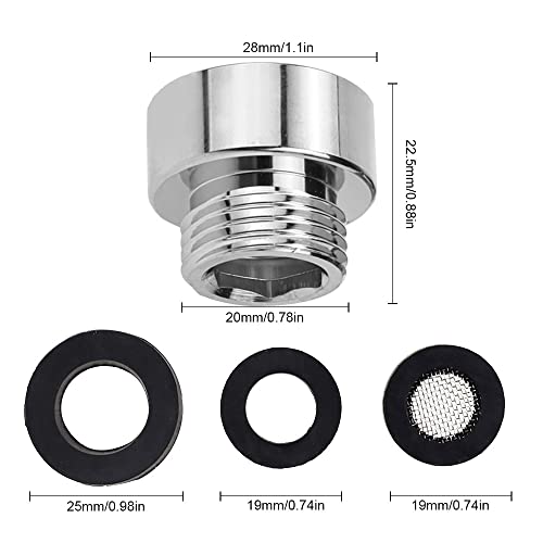 YPLonon 4pcs Shower Hose Connector 3/4'' Female to 1/2'' Male Thread Brass Valve Reducer BSP Shower Adapter with 12pcs Gaskets Water Pipe Fittings Chrome for Home Garden Toilet (Hexagon Head) - Image 2