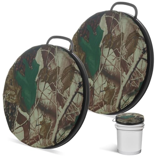 ACXFOND 2 Pcs 5 Gallon Bucket Seats Bucket Lid, 360 Degree Swivel 2 Inch Thick Bucket Seat Cushion for Dove Duck Hunting Fishing Baseball Gardening and Camping