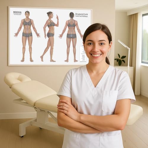 Image of Miridia Acupuncture Chart - Huge Laminated Anatomical TCM Meridian & Points Poster - Clinic /Study Use - Accurate Acupuncture Point Chart - Clear Labels - Comprehensive Meridian System - 36x24, Female