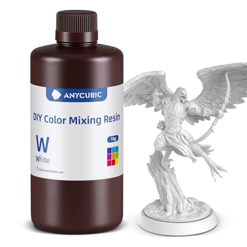 ANYCUBIC DIY Color Mixing Resin, Hochpräzises 405 nm SLA UV-härtendes Harz mit DIY-Farbmischung, einstellbarer Transparenz, Unterstützt 100+ Farb-Debugging, Weiß, 1000g 1kg Weiß