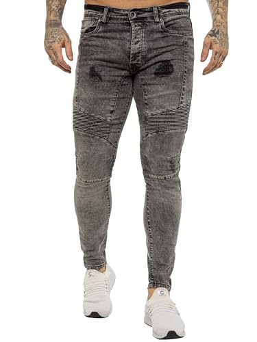 989Zé ENZO Mens Skinny Fit Jeans Casual Stretch Ripped Biker Denim Pants3