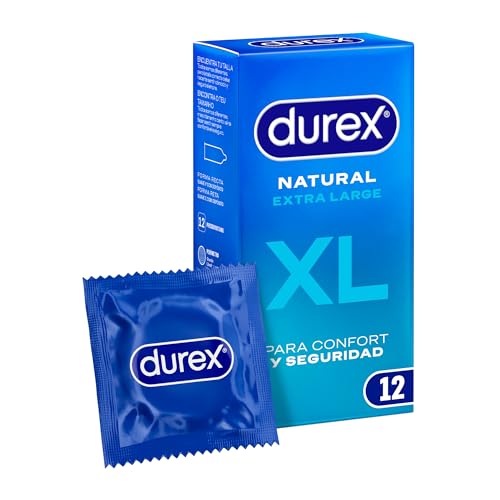 Durex Preservativos Natural XL, para Confort y Seguridad, 12 condones XL Extra Grandes