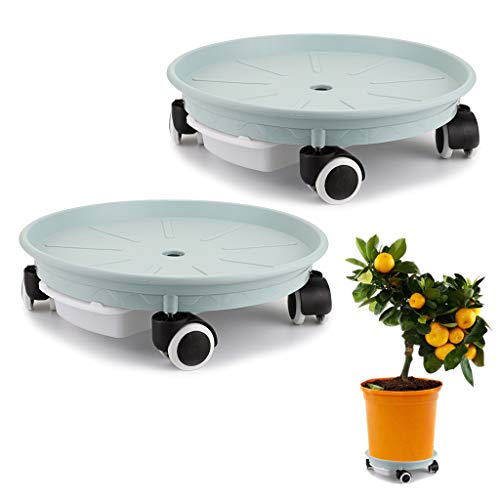 Skelang 2-Pack Plant Pallet 12", Plant Caddy With Water Container, Rolling Plant Dolly For Moving Flower Pots, Planter, Potted Plants, Load Capcity 132Lbs (Blue) #TOP21