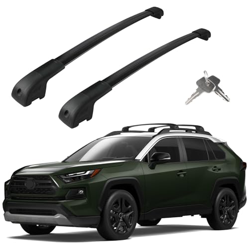 Roof Rack Cross Bars Compatible with Toyota RAV4 Adventure/TRD Off-Road 2019-2025, Adjustable Aluminum Heavy Duty 300 LBS Anti-Theft Lock Cargo Carrier Rooftop Crossbar for Bike, Snowboard, Luggage