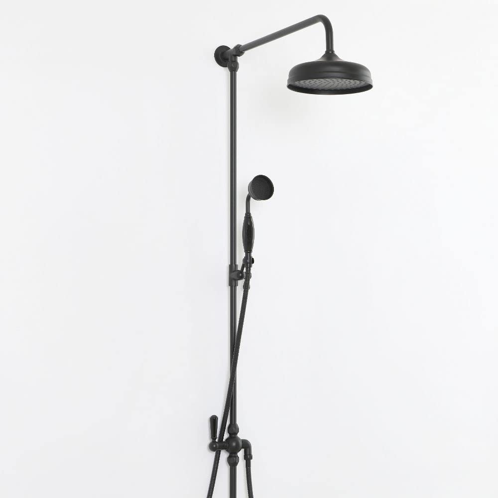 Milano Black Elizabeth Rigid Riser Fixed Shower Head Handset