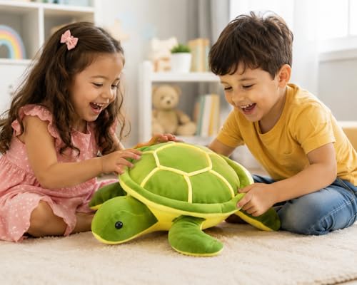 Image of Green Turtle Soft Toy Plush for Kids & Babies | Cute Sea Turtle Stuffed Animal | Ultra Soft Hug Pillow Toy | Washable Plush Gift for Boys & Girls 30CM