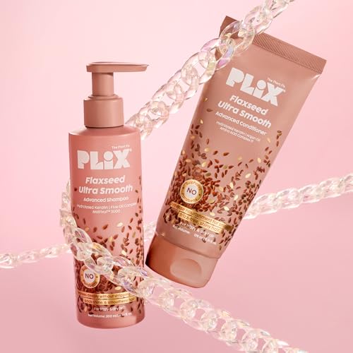 Image of PLIX - THE PLANT FIX Flaxseed Ultrasmooth Advanced Shampoo & Conditioner Combo | | Plant Keratin PF & Flaxseed Oil | Smooth & Manageable Hair | Controls Frizz | Paraben & Sulphate Free