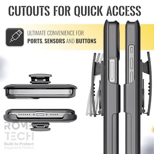 Designed for iPhone 13 Pro Case with Belt Clip Holster - Kickstand Cover Phone Case - Black