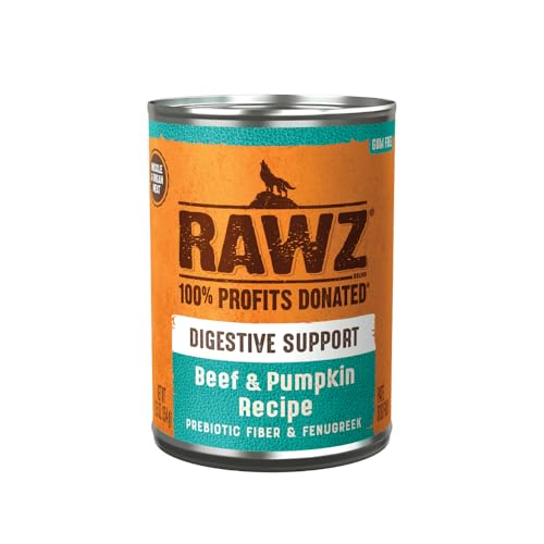 Rawz Natural Pet Food, Digestive Support Canned Dog Food, 12.5 Ounce (Beef & Pumpkin) Case of 12 Cans