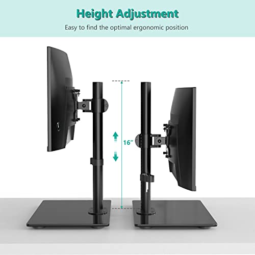 Image of Free Standing Single Monitor Stand, Height Adjustable Monitor Mount with Glass Base, Fits LCD LED Flat Curved Screen up to 32 inch, 22lbs, with Grommet Base (GMF001) by WALI
