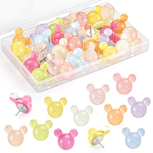 GOOLADA 30Pcs Mouse Push Pins 10 Colors Cute Thumbtacks Cork Board Pins Bulletin Board Tacks for Office Decor Office Supplies Classroom Decor Home Decor