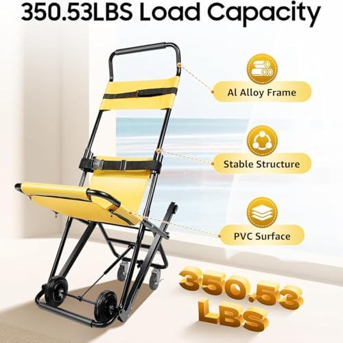 Silla de escalera plegable portátil para transporte de ancianos, silla de ruedas de evacuación médica, ayuda a subir y bajar escaleras con capacidad de 159 kg