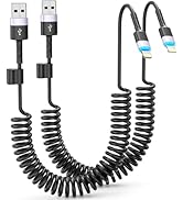 2 Pack Coiled Lightning Cable, 3FT iPhone Car Charger Cord [Apple MFi Certified], Short USB to Li...