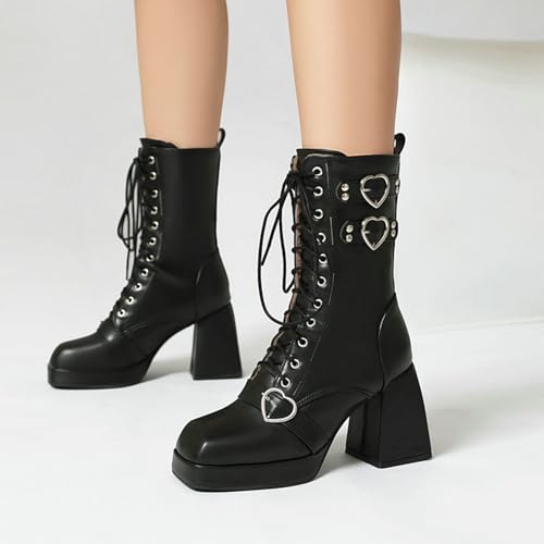 Bottines à lacets sur le devant et bout carré pour un confort absolu - 3