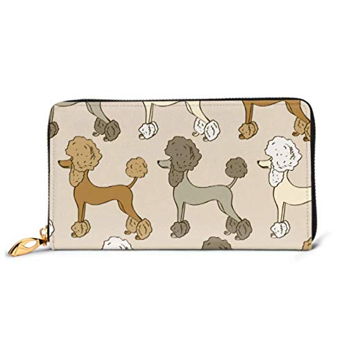Preisvergleich Produktbild JHGFG Mode Handtasche Reißverschluss Brieftasche Muster Lustige Cartoon Pudel Hunde Telefon Kupplung Geldbörse Abendkupplung Blockieren Leder Brieftasche Multi Card Organizer