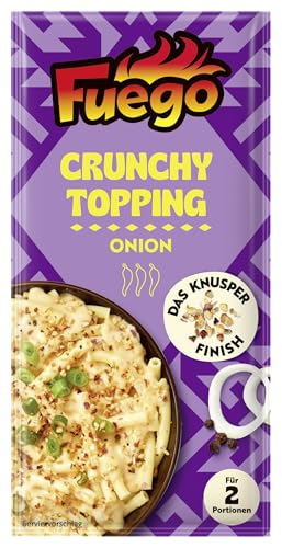 Fuego - Crunchy Topping Zwiebel | Zum Abrunden von cremigen Gerichte wie Pasta oder Suppe | Für 2 Portionen | 15 g im kleinen Beutel