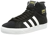 Parte superior de ante adidas Basket Profi, Sneaker Hombre, Core Black/Cloud White/Gold Metallic, 36 EU