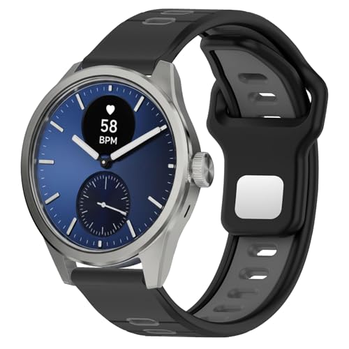 Hiseus Bracelet Compatible avec Withings ScanWatch 2 38mm 42mm Bracelets de Rechange Sport (Noir/Gris, ScanWatch 2/1 42mm)