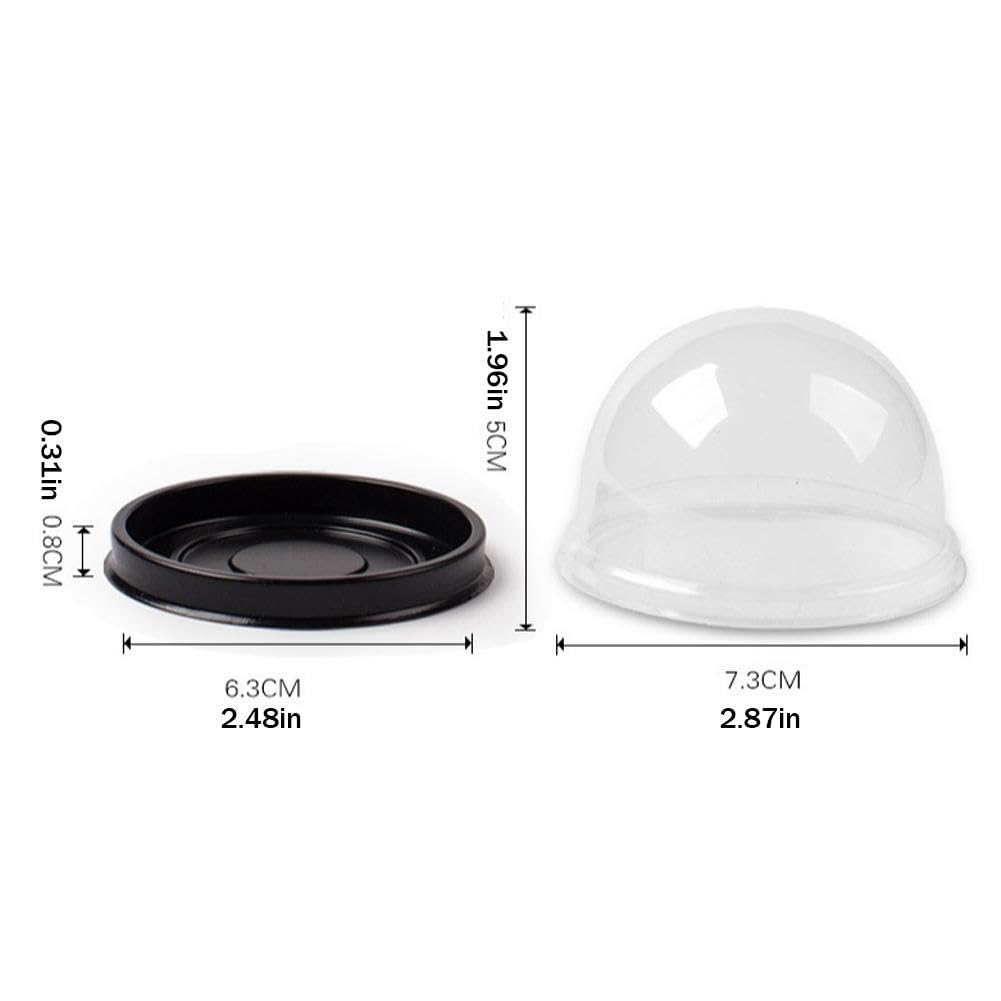 Contenitori trasparenti per cupcake, 50 pezzi, 6 x 4 cm, in plastica trasparente, per muffin, formaggio, pasticceria, dessert, per matrimoni, feste di compleanno (nero)