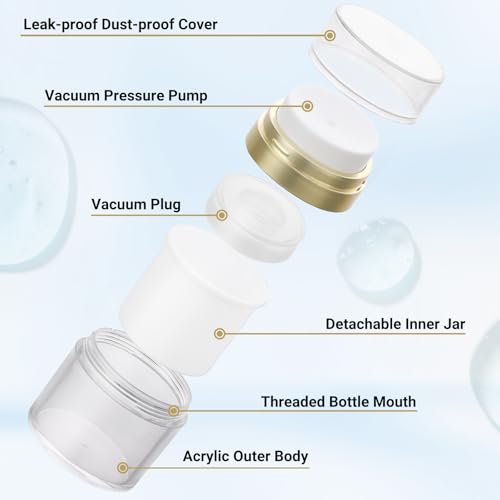 Image of Segbeauty 1.7oz Airless Pump Bottles Travel, Airless Pump Jars Pack of 4 Gold Empty Travel Jars for Creams Vacuum Bottle Dispenser, 50ml Refillable Bottle for Toiletries Moisturizer Container