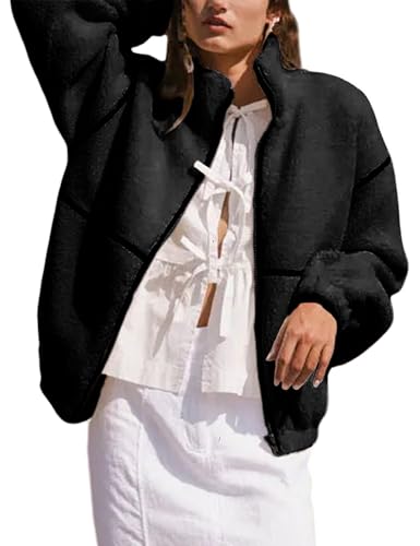 Yeokou Womens Sherpa Fleece Jackets Stand Collar Zip Up Fall