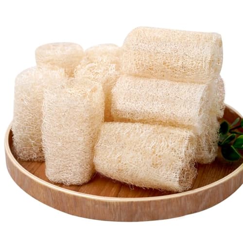 ZXCVWWE Lot de 6 éponges en luffa naturel pour le corps, éponge de cuisine en luffa naturel, véritable éponge luffa bio pour exfoliation et nettoyage de la peau lisse, idéale pour homme et femme,
