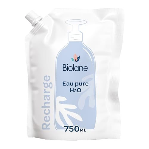BIOLANE - Eco recharge Eau Pure - Nouveau format bébé - 750ml - Nettoyant pour le visage, corps et siège - Ingrédients d'origine naturelle - Sans rinçage -...