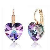 Pendientes de gota de cristal Swarovski con forma de corazón para mujer, chapados en oro rosa de 14 quilates
