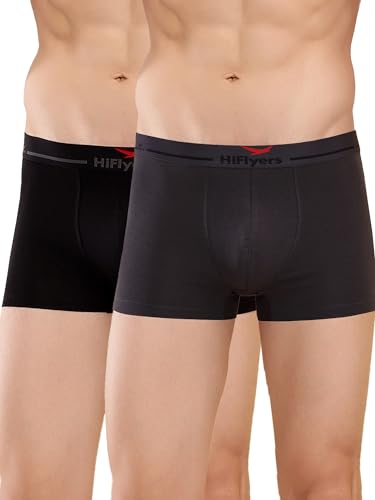 Image of HiFlyers Men's Cotton Spandex Odour-Free, Long Lasting Comfort, All Day Fresh and Confidence Dark Knight Collection Solid Trunks