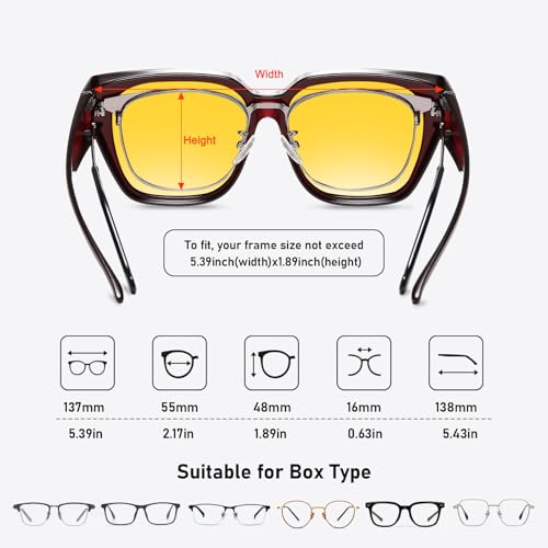 Image of HAOLOTA Night Vision Driving Glasses Fit Over Glasses