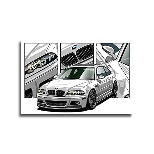 E46 M3 Generation Euro Car Import Tuner Inspired Fan Art Drawing Poster Paper 24x36