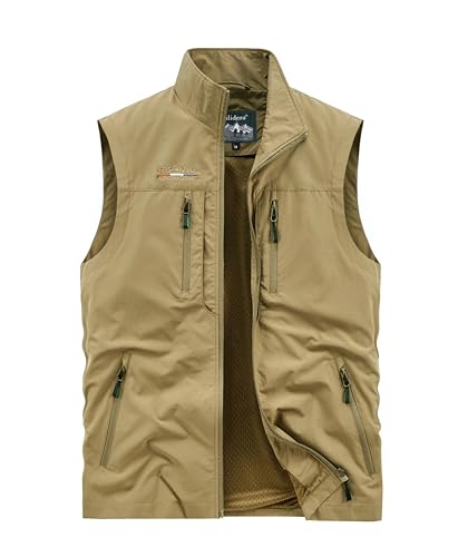 Oralidera Gilet de Pêche Léger pour Homme Veste Sans Manche d'extérieur Camping Gilet de Séchage Rapide Photographie Gilet Sans Manche Homme Multipoches,...