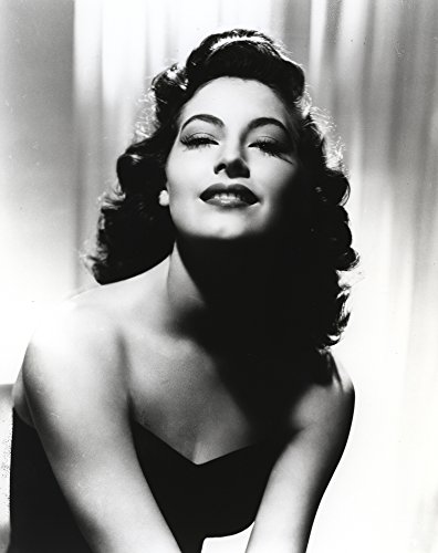 Black and White Portrait of Ava Gardner in Black Dress