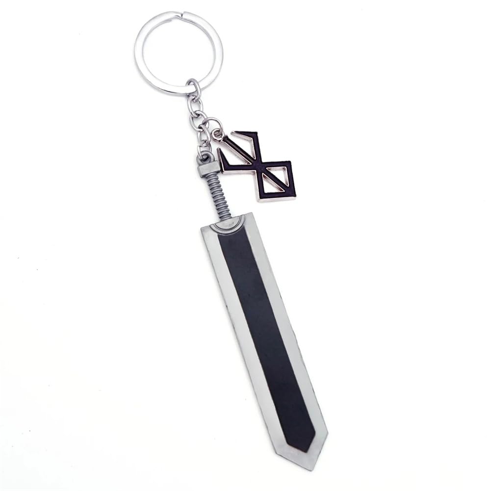 Anime Berserk Keychain Guts Dragonslayer Sword Weapons Key Chains Car Accessories Jewelry Pendant Gift for Men Boys