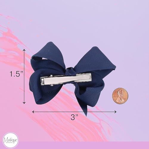 Image of Small Solid Bows for Girls - Set of 12 (Navy)