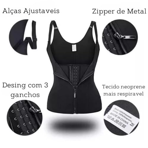 Cinta Modeladora Dupla De Compressão Redutor Ziper Abdominal Trincado Redutora Feminina Premium Quei