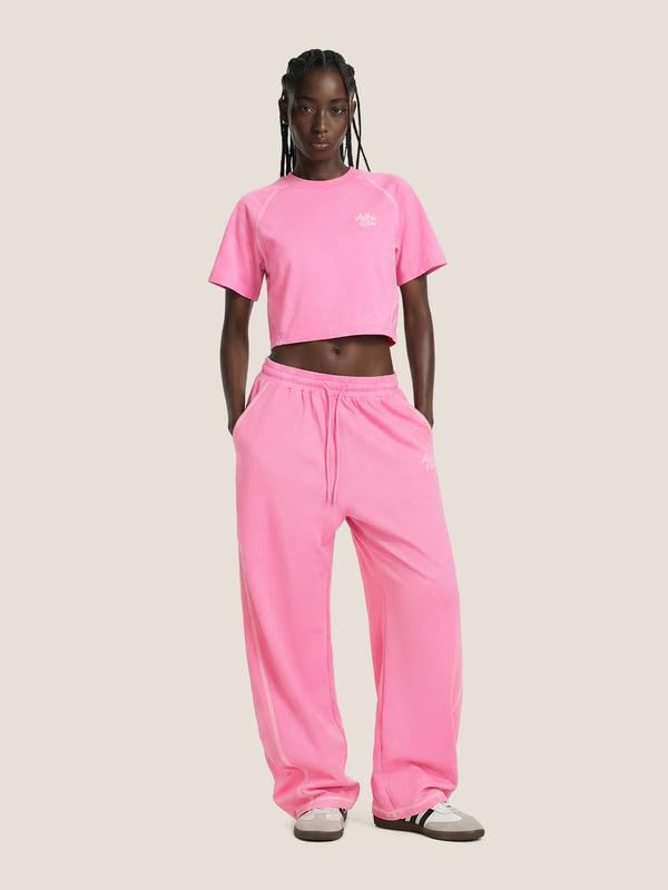 Aelfric Eden Dres do joggingu, damski letni Y2K, dwuczęściowy dres treningowy z krótkim rękawem, strój rekreacyjny, crop top, spodnie do biegania, strój domowy, zestaw wypoczynkowy, odzież streatwear