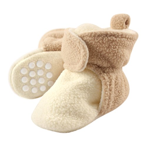 Luvable Friends Unisex Baby Cozy Fleece Booties, Cream Tan, 12-18 Months Toddler