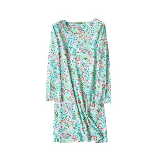 Chemise de nuit surdimensionnée été coton manches longues col rond vêtement de salon